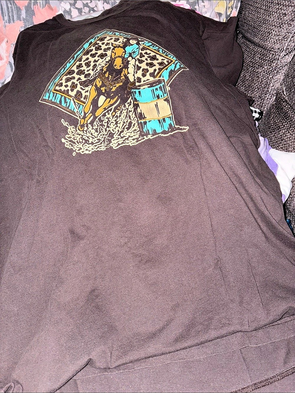 Graphic Animal Print Short Sleeve Tee in Brown & Blue